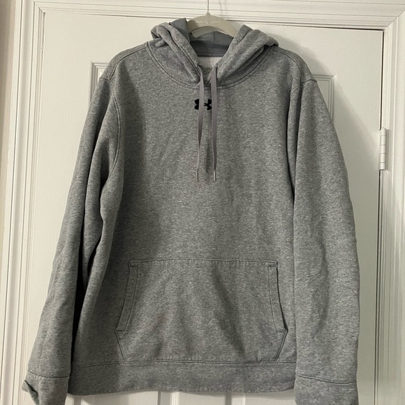 Under Armour Gray Hustle Fleece Hoodie Large Loose Fit - Picture 7 of 12